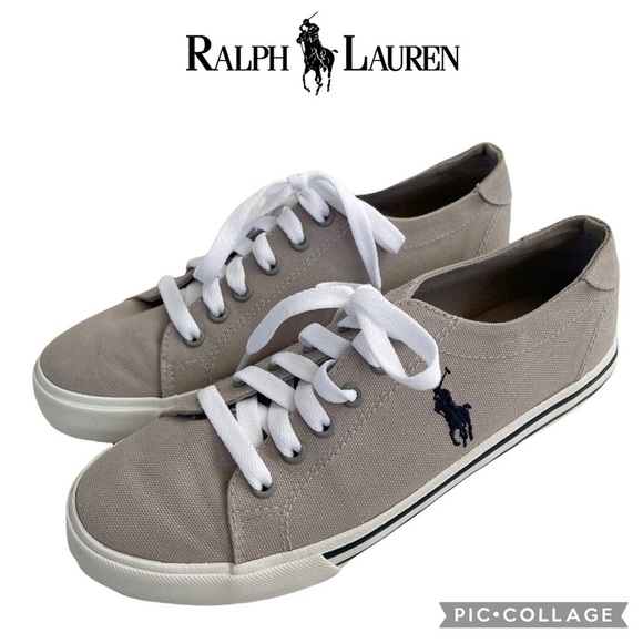 Polo Ralph Lauren gray canvas sneakers shoes - Picture 1 of 12